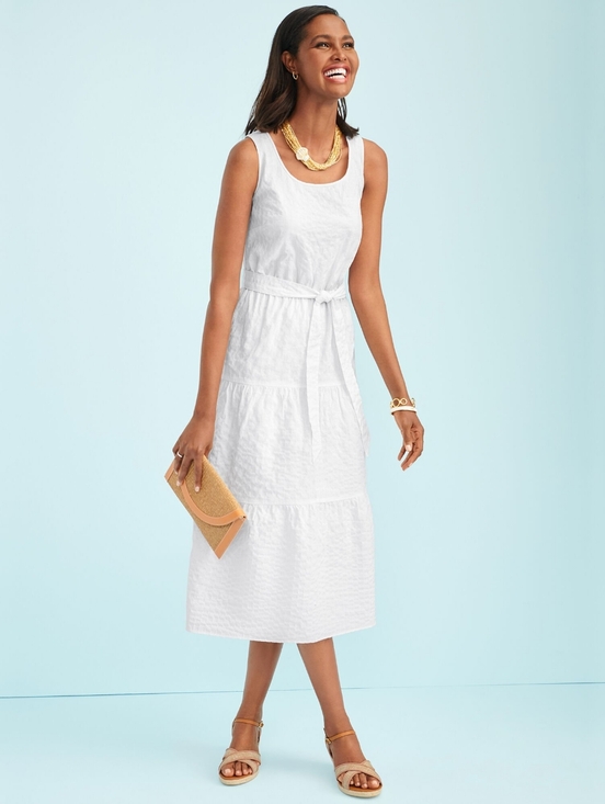 Talbots Dresses & Skirts - Talbots White Sleeveless Sun Dress with Waist Tie